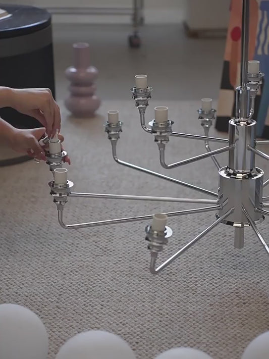 Bauhaus Original: Space Age Geometric Chandelier with Art Deco Tiered Detailing